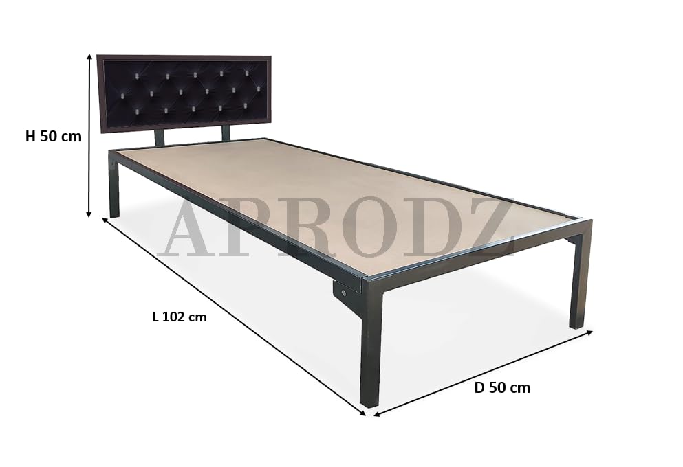 Single Size Bed with Upholstered Headboard | CR Steel Frame | Modern Platform Bed | Sturdy, Durable & Noise-Free | No Box Spring Needed | Stylish Furniture 