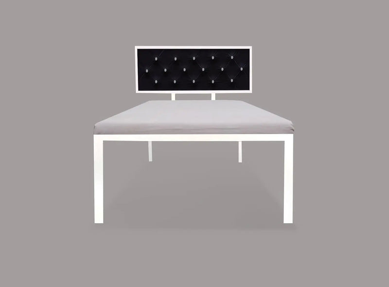 Single Size Bed with Upholstered Headboard | CR Steel Frame | Modern Platform Bed | Sturdy, Durable & Noise-Free | No Box Spring Needed | Stylish Furniture 