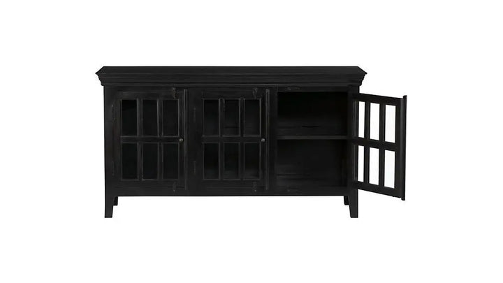 Translation missing: en.APRODZ Mango Wood Entertainment 3 Door TV Stand Cabinet Unit for Living Room | Black Finish