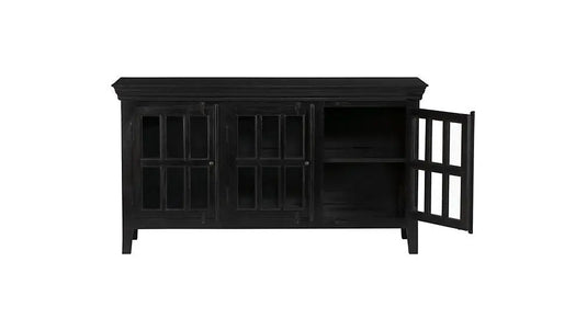Translation missing: en.Mango Wood Entertainment 3 Door TV Stand Cabinet Unit for Living Room | Black Finish 