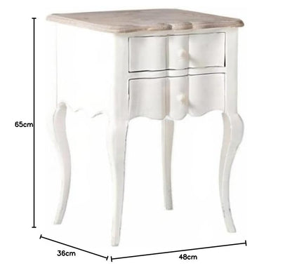 Mango Wood Cavite One Drawer Selves Bedside Storage Table for Bedroom | White Finish