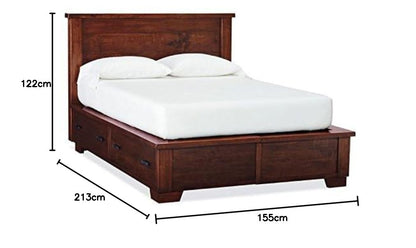 Solid Wood Storage Queen Size Arco Bed for Bedroom Stylish | Natural Brown Finish