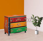 Wooden Handpainted Chest of Drawer Cabinet for Storage (Multicolor) 