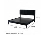 Upholstered Platform Bed with Adjustable Headboard, Leg Wood Black + Black Fabric 