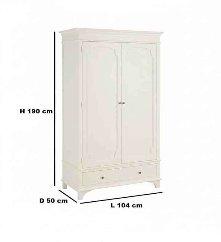 Translation missing: en.Mango Wood Wardrobe for Bedroom 2-Door Modular Wooden Almirah for Storage/Space Saving with 1-Drawer/Storage Organizer Rack Clothes Cupboard for Bedroom 