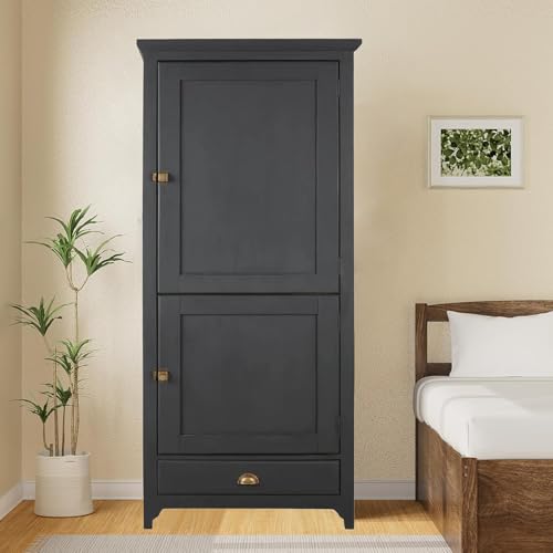 APRODZ Nera Mango Wood Two Door and 1 Drawer Wardrobe Storage Almirah Cupboard for Cloths (Solid Wood - Black)