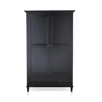 APRODZ Nera Mango Wood Two Door and 1 Drawer Wardrobe Storage Almirah Cupboard for Cloths (Solid Wood - Black)