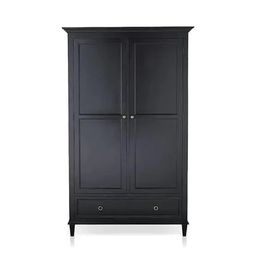 Translation missing: en.Mango Wood 2‑Door Wardrobe with Drawer – Bedroom Almirah Storage | Black 