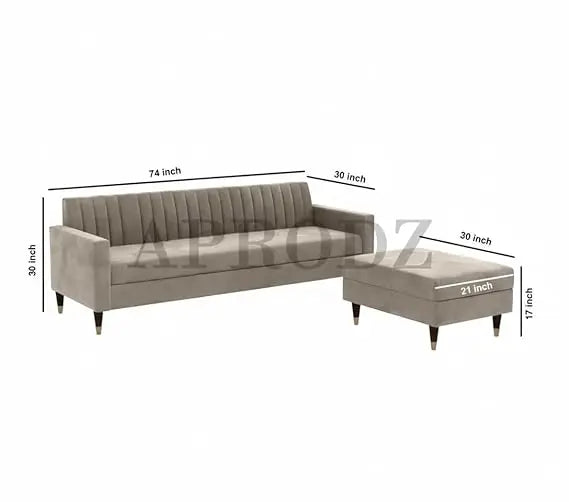 Velora L-Shape Velvet Sectional Sofa – Tufted Back & Gold Legs 