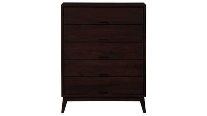 Mango Wood Storage Cabinet Cruz Chest of 5 Drawers Furniture for Living Room | Brown 