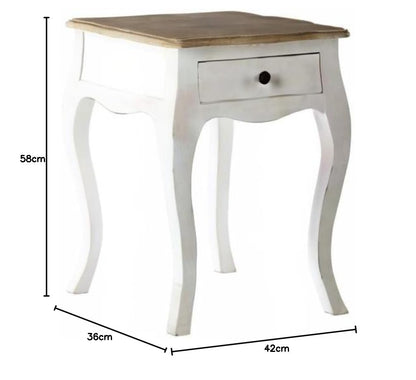 Mango Wood Baiyer One Drawer Selves Bedside Storage Table for Bedroom | White Finish