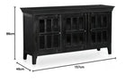 Mango Wood Entertainment 3 Door TV Stand Cabinet Unit for Living Room | Black Finish 