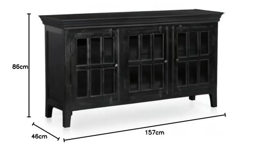 Translation missing: en.Mango Wood Entertainment 3 Door TV Stand Cabinet Unit for Living Room | Black Finish 