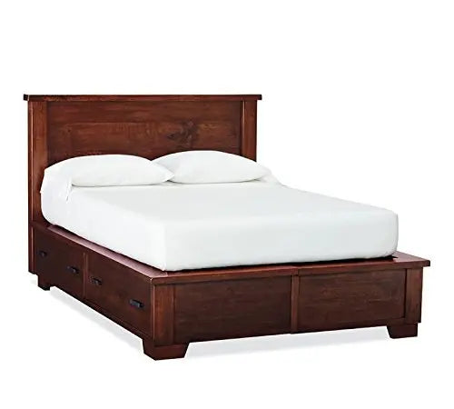 Solid Wood Storage Queen Size Arco Bed for Bedroom Stylish | Natural Brown Finish 