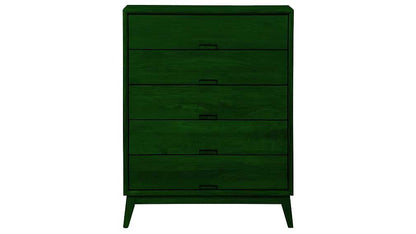 Mango Wood Storage Cabinet Cruz Chest of 5 Drawers Furniture for Living Room | Brown 