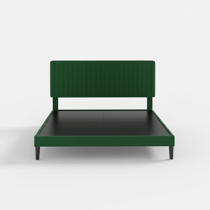 Translation missing: en.Upholstered Platform Bed with Adjustable Headboard, Leg Wood Black + Black Fabric 