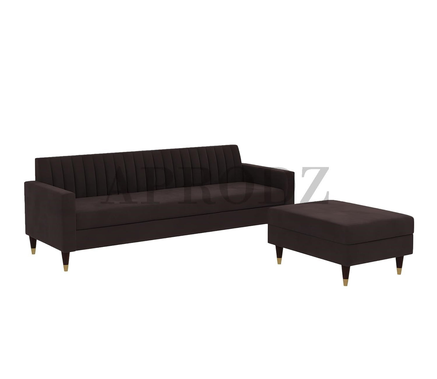 Velora L-Shape Velvet Sectional Sofa – Tufted Back, Mid-Century Modern Design with Gold-Tipped Legs | Living Room Furniture Aprodz