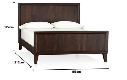 Solid Wood Without Storage Queen Size Newton Bed for Bedroom Stylish | Dark Brown Finish