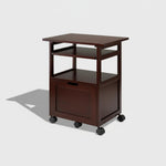 APRODZ Pipro Acacia Wood Multipurpose Office Table and Kitchen Trolley Cart with Storage Cabinet Rolling Utility Table for Home, Office, Kitchen and Dining Room 