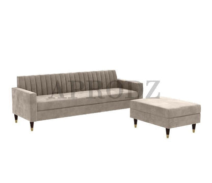 Velora L-Shape Velvet Sectional Sofa – Tufted Back, Mid-Century Modern Design with Gold-Tipped Legs | Living Room Furniture Aprodz