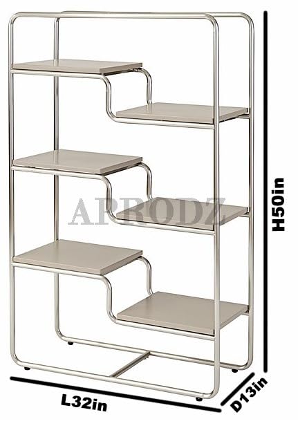 Outline Creative Design Bookcase (Chrome and Grey Finish)