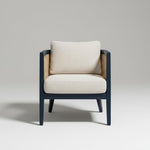 Mid Century Modern Solid Wood Accent Chair with Cane Back & Cushion 