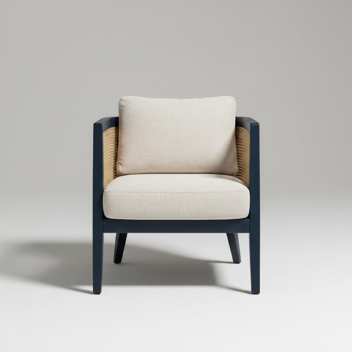 Translation missing: en.Mid Century Modern Solid Wood Accent Chair with Cane Back &amp; Cushion 