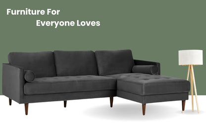 MidCen Wooden 3 Seater Sofa Set with High-Density Comfortable Foam for Home & Living Room (Upholstered- Dark Green Velvet Fabric) 