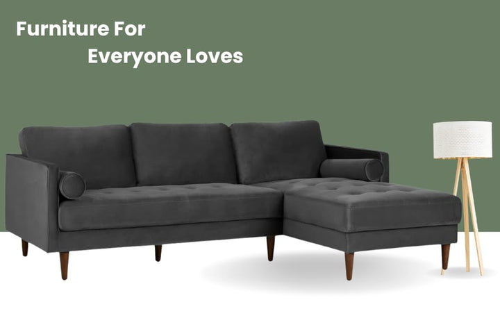 Translation missing: en.MidCen Wooden 3 Seater Sofa Set with High-Density Comfortable Foam for Home &amp; Living Room (Upholstered- Dark Green Velvet Fabric) 