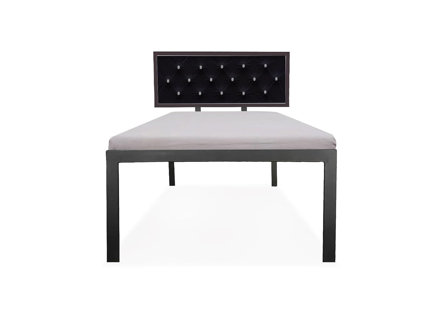 Single Size Bed with Upholstered Headboard | CR Steel Frame | Modern Platform Bed | Sturdy, Durable & Noise-Free | No Box Spring Needed | Stylish Furniture 