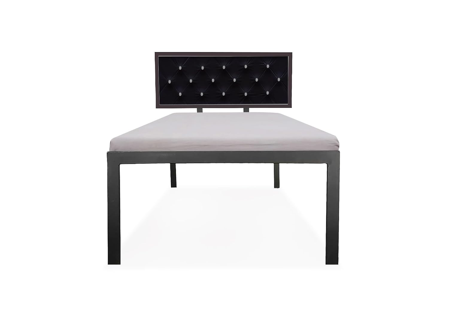 Single Size Bed with Upholstered Headboard | CR Steel Frame | Modern Platform Bed | Sturdy, Durable & Noise-Free | No Box Spring Needed | Stylish Furniture 