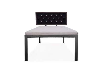 Single Size Bed with Upholstered Headboard | CR Steel Frame | Modern Platform Bed | Sturdy, Durable & Noise-Free | No Box Spring Needed | Stylish Furniture 
