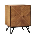 Mango Wood Two Door Bed Side Borad Storage Cabinet for Living Room | Brown 