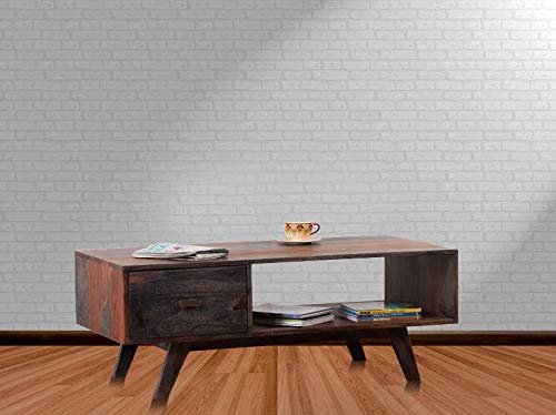 Sheesham Wood Juma Stylish Coffee Table with Drawer for Living Room | Center Table for Home | Brown Finish