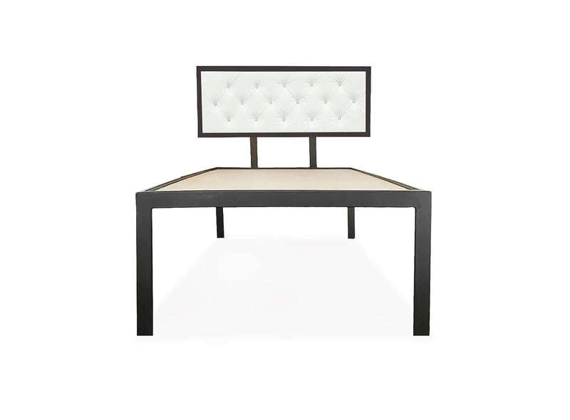 Single Size Bed with Upholstered Headboard | CR Steel Frame | Modern Platform Bed | Sturdy, Durable & Noise-Free | No Box Spring Needed | Stylish Furniture 