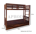 Sheesham Wood Moyer Bunk Bed for Bedroom | Brown Finish 