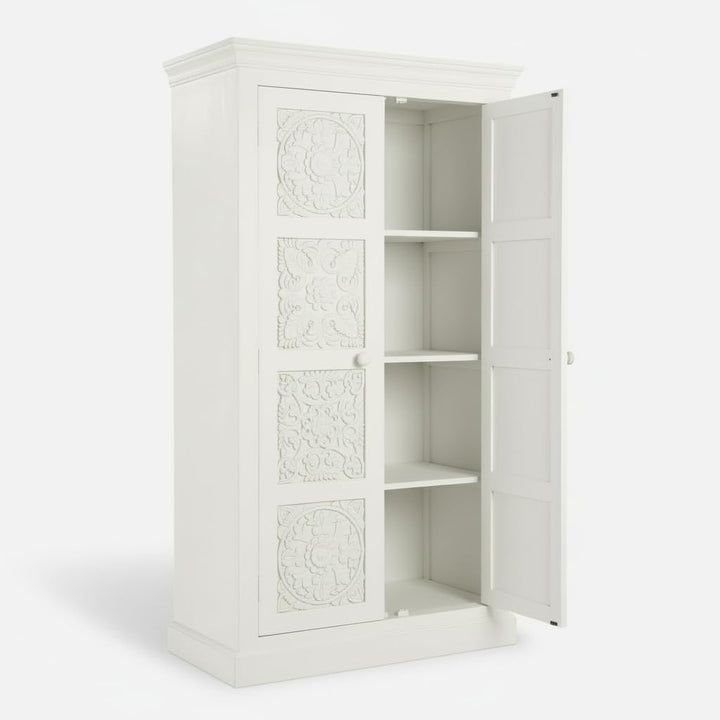 Translation missing: en.Floreale wardrobe Carved Mango Wood 2-Door Wardrobe Almirah 