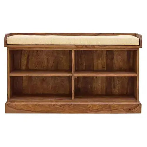 Translation missing: en.Wooden Multipurpose Cupboard &amp; Shoe Rack – Spacious Storage Cabinet with Seating for Home, Entryway &amp; Living Room (Large, Teak Finish) 
