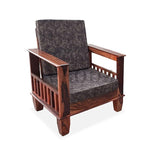 Kitarp Sheesham Wood Single Seater Sofa for Living Room with Seat & Back Cushion (Suede Upholestry) 