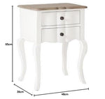 Mango Wood Tinto Stylish Bedside Table for Bedroom Living Room with 2 Drawer End Table 