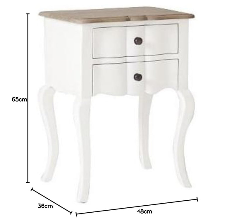 Mango Wood Tinto Stylish Bedside Table for Bedroom Living Room with 2 Drawer End Table 
