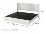 Upholstered Bed Frame with Channel Tufted Headboard, Beige + Leg Wood Black 