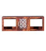 Durque Sheesham Wood Floating Box Wall Shelf - Honey Oak Finish 