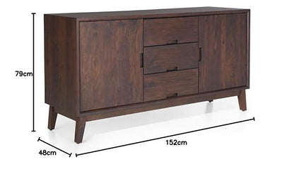 APRODZ Mango Wood Ovruch Sideboard Storage Cabinet for Living Room | Wooden Cabinet for Kitchen | Brown Finish