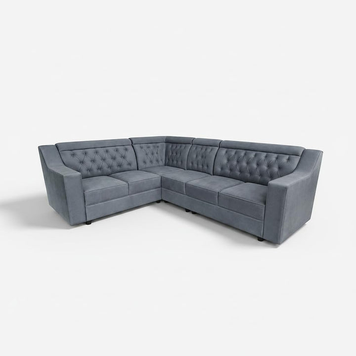 Translation missing: en.Shaped Sectional 6-Seater Sofa with Tufted Back Padded Armrest Perfect Fabric Corner Sofa 