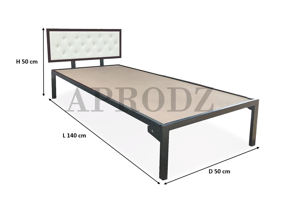 Single Size Bed with Upholstered Headboard | CR Steel Frame | Modern Platform Bed | Sturdy, Durable & Noise-Free | No Box Spring Needed | Stylish Furniture 