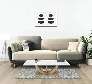 Luxelle Modern Sofa 3 Seater Velvet Sofa Set with Tufted Backrest Cushioned Seating Tipped Wooden Legs Couch for Living Room & Lounge (Two Tone) 