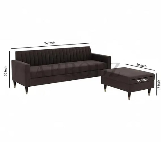 Translation missing: en.Velora L-Shape Velvet Sectional Sofa – Tufted Back &amp; Gold Legs 
