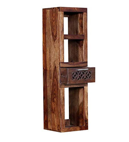 Durque Sheesham Wood Vertical Wall Shelf - Provincial Teak Finish