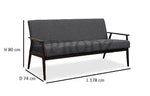 Mango Wood and Upholstered 3 Seater Sofa for Living Room Home Office Furniture | (Upholstered - Light Grey Velvet + Espresso) 